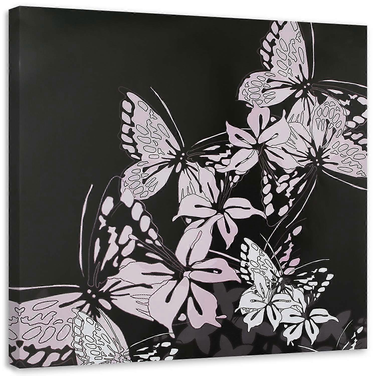 Lienzo, Mariposas rosa brillante - 60x60