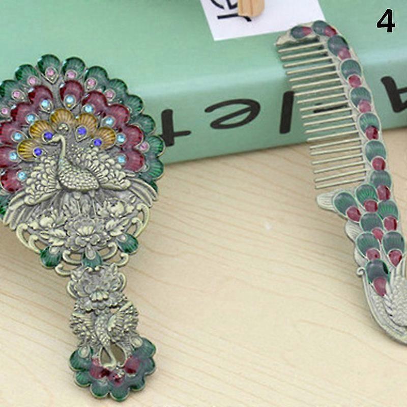 Vintage Mirror Comb Set Ethnic Style Makeup Vanity Desk Kit