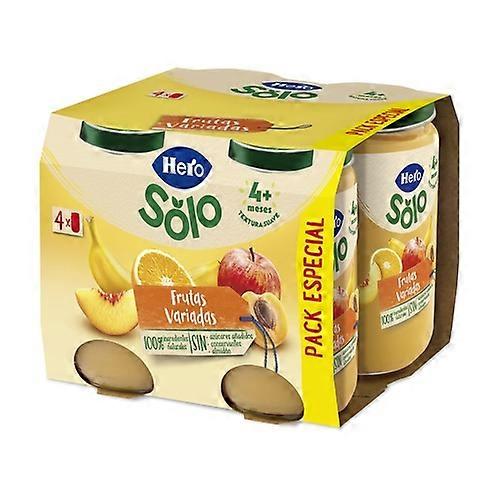 Pack of jars of various fruits solo 4m+ hero 4 units of 190g (Fruits)