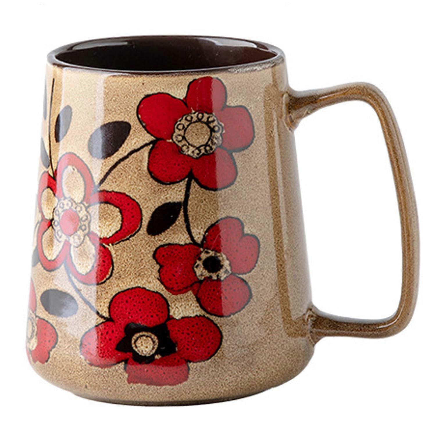 26oz Large Ceramic Coffee Mug with Big Handle, Handmade Kiln Glazed Teacup, Unique Khaki Design, Microwave and Dishwasher Safe