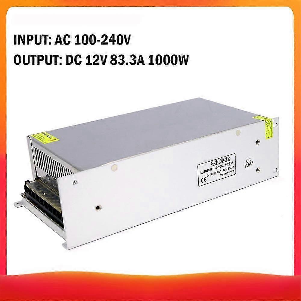AC 100-240V to DC 12V 83.3A 1000W Voltage Transformer Regulated Switching Power-Supplys Adapter Converter for Strips Light Camera Computer Project Rad