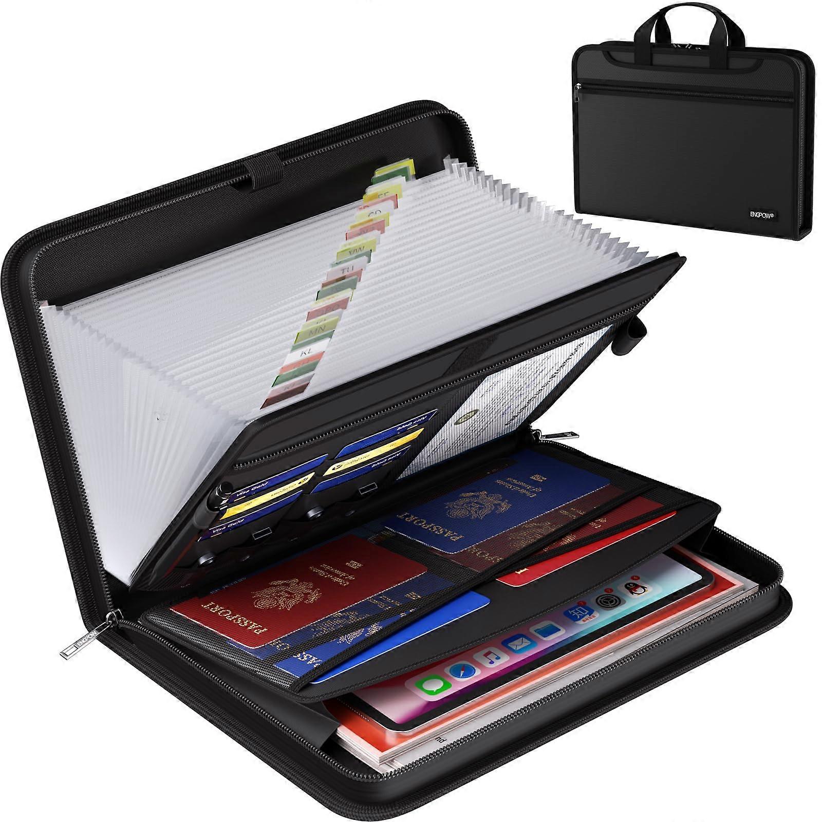 Accordion File Organizer, Fireproof Expanding File Folder with Multi Pockets, 25 Pockets Document Organizer with Handle Labels