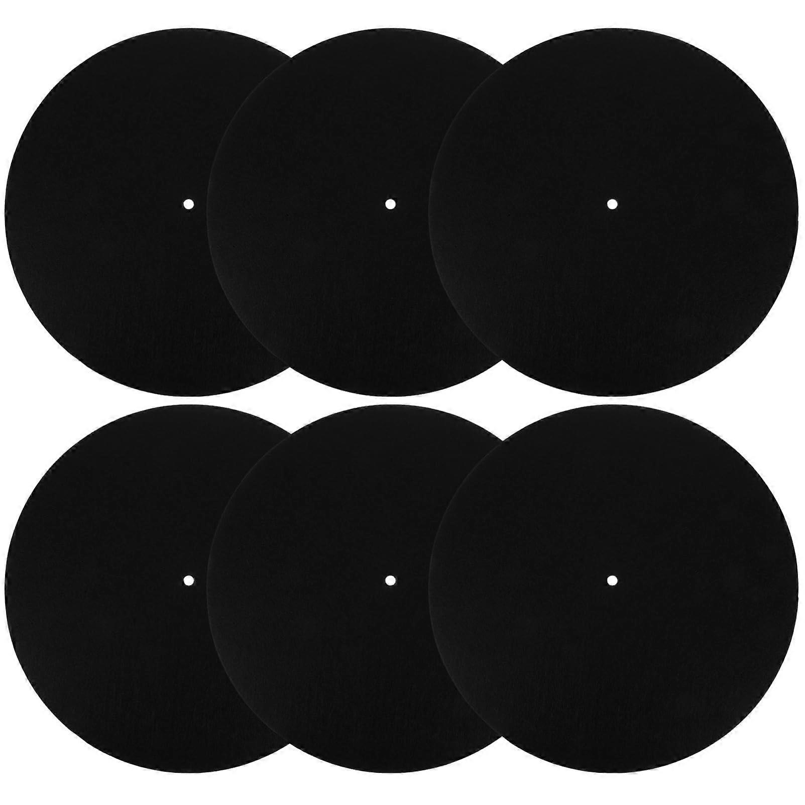 6 Pcs Vinyl Felt Record Player Mats for Turntables - Black Slip Mats for Improved Sound Dampening and Compatibility