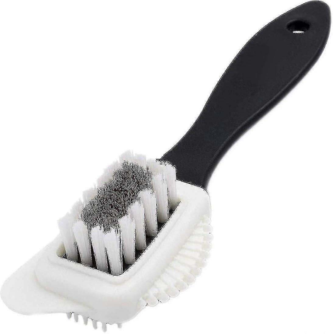 Brosse à daim 4 faces, brosse de nettoyage multifonctionnelle en laiton et poils de nylon nubuck - JT