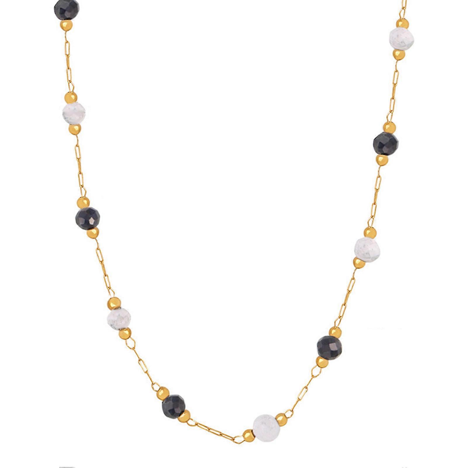 Natural Stone Chain Necklace Stackable Gold Chain Design Beaded Collarbone