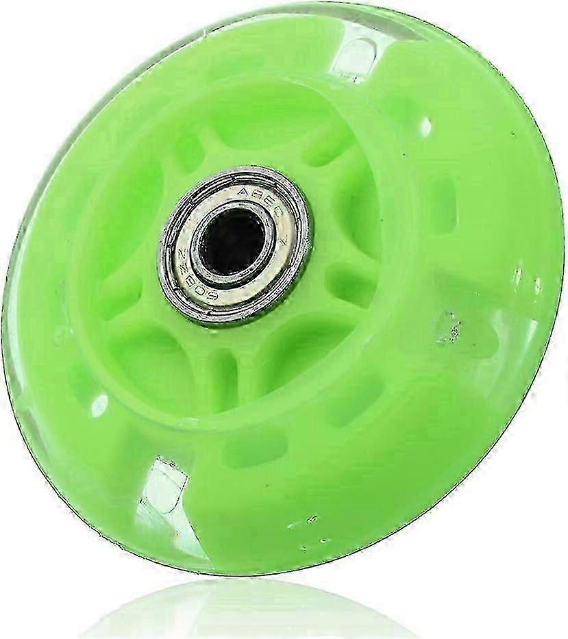 80mm PU Wheel Kit with Green Lighting for Inline and Roller Skates Replacement