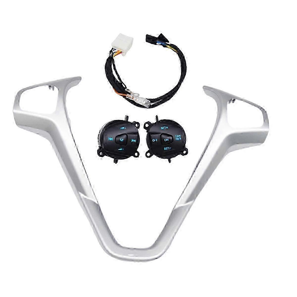 Car Blue LED Cruise Switch Button Compatible with Fiesta MK7 MK8 Escort Ecosport, Includes Steering Wheel Trim Frame and Wiring Components