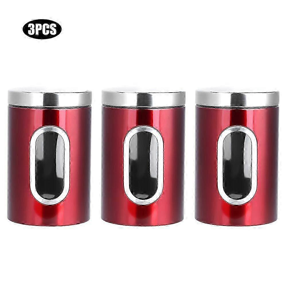 3PCSステンレス鋼食品保存容器茶砂糖スナック密封瓶