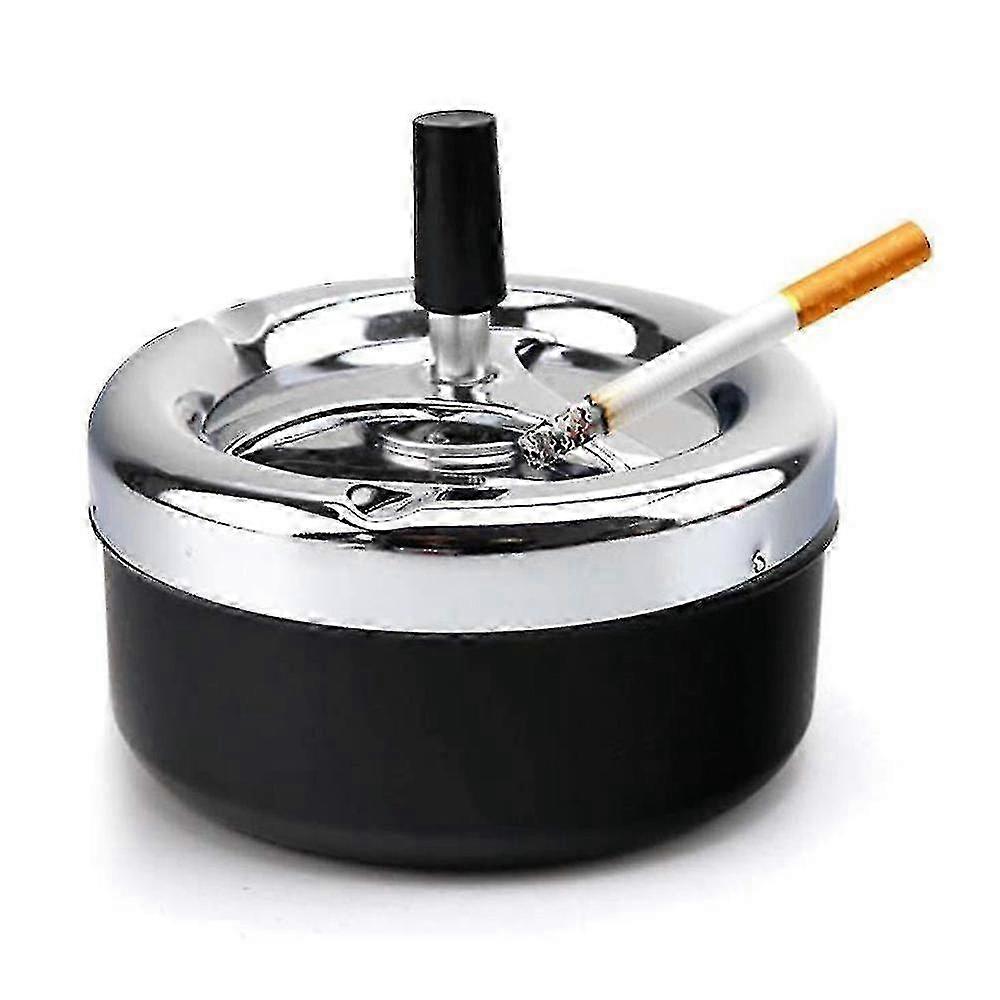 Large Chrome Ashtray with Spinning Design | Windproof Outdoor Use | Durable and Easy to Clean