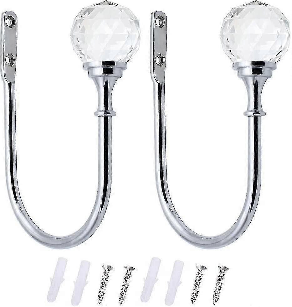 Crystal Metal U Ball Curtain Tiebacks Hooks