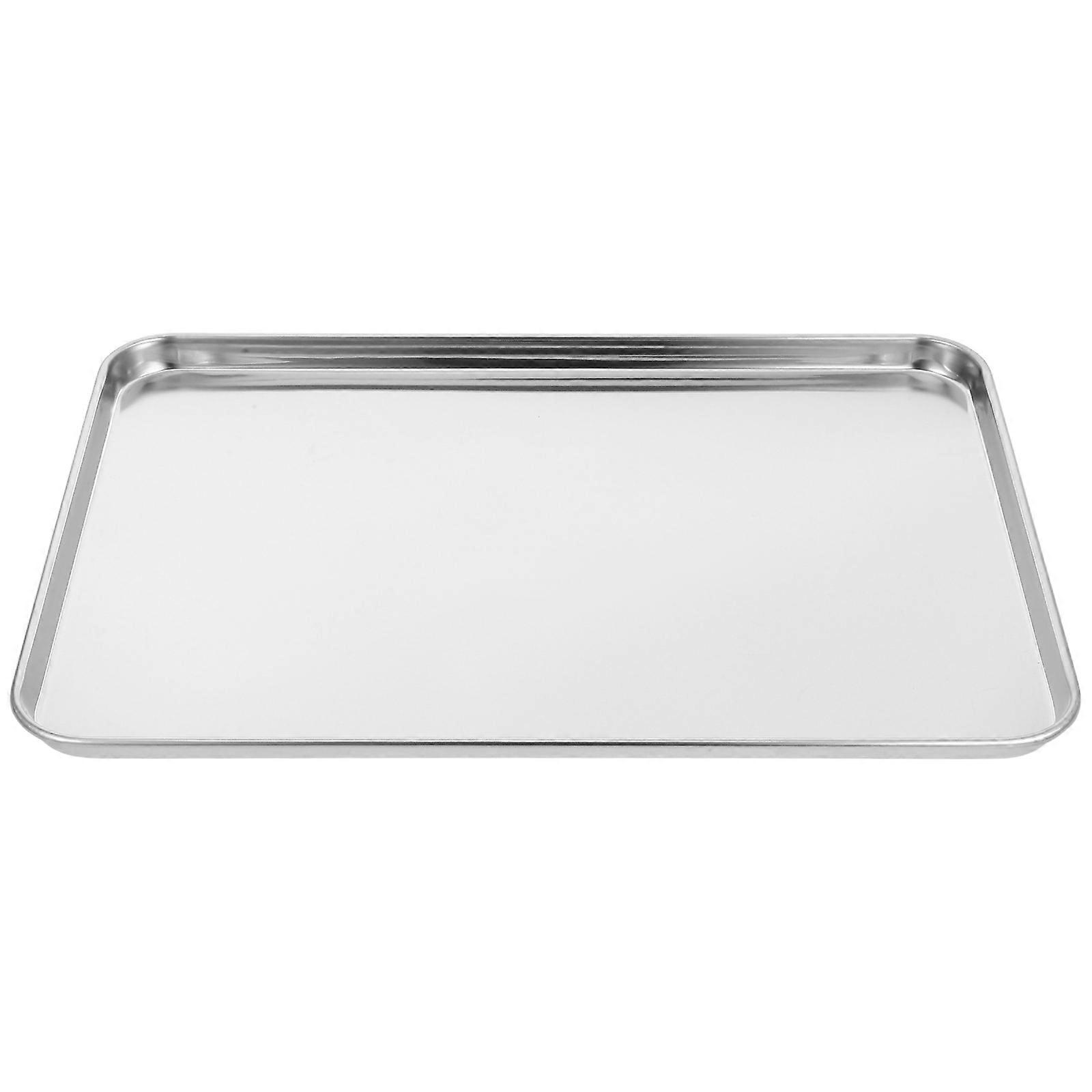 Stainless Steel Rectangular Non Stick Serving Tray for BBQ Snacks, Picnics, Family Gatherings, and Parties