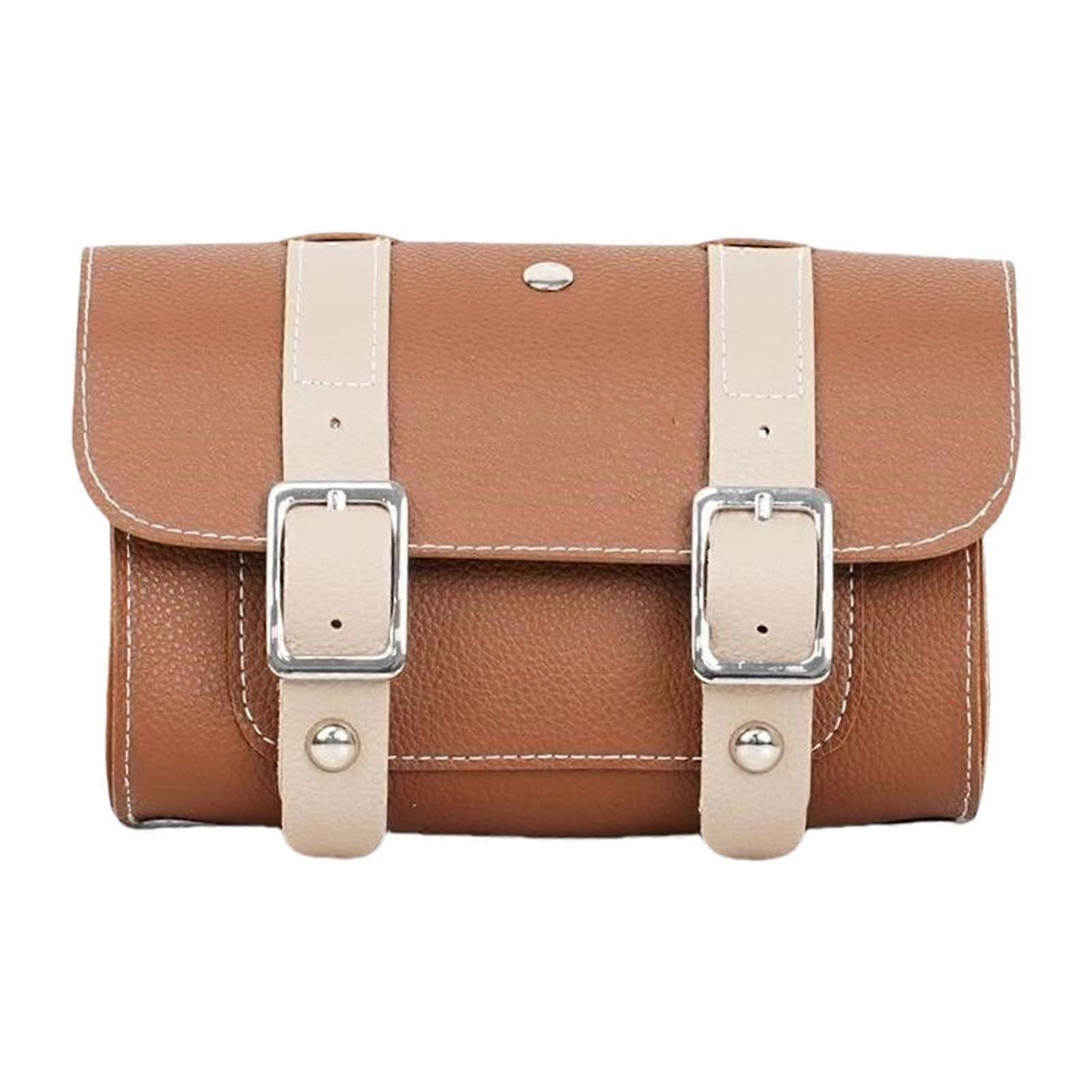 Motorcycle Tool Bag, PU Leather Handlebar Storage Bag, Front Fork Organizer for Bikes, Waterproof Motorcycle Backpack