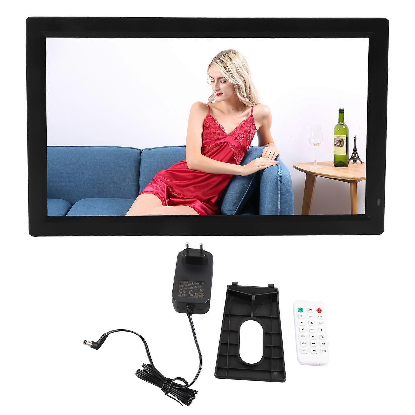 24 Inch Digital Photo Frame 1080P Screen Music Clock Calendar for Home 100-240V Black EU Plug