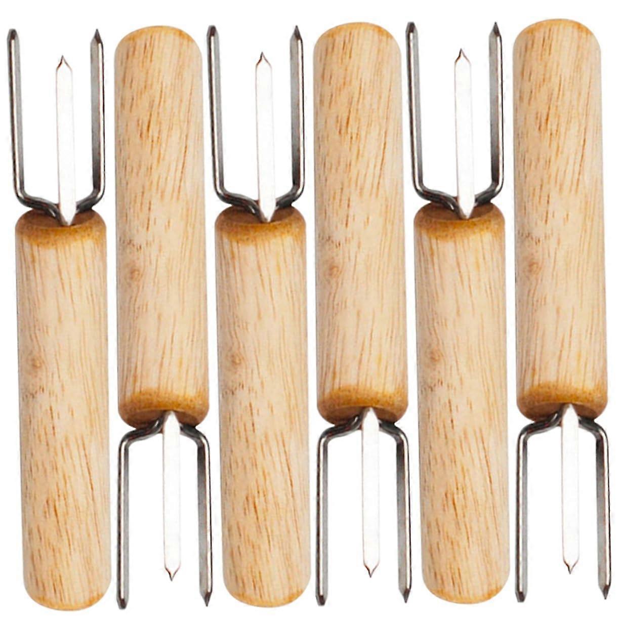 Corn Fork Corn Holders Set 6 Pieces - Durable Grilling Accessories for Camping, BBQ Corn Skewers and Solid Spatula