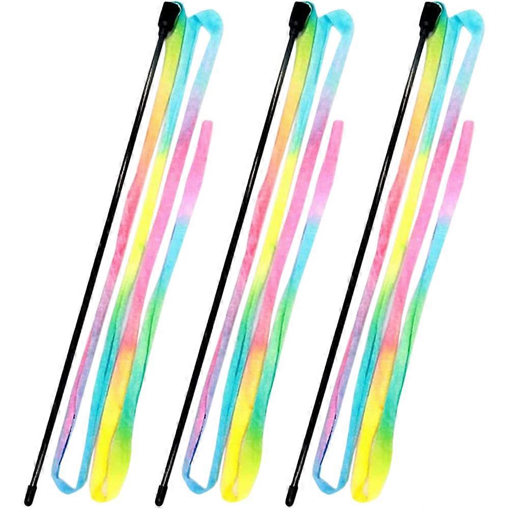Interactive Cat Teaser Wand With Tassel Indoor Cat Toys Multi 161.00X1.00X1.00CM Catching Training Webbing 3Set