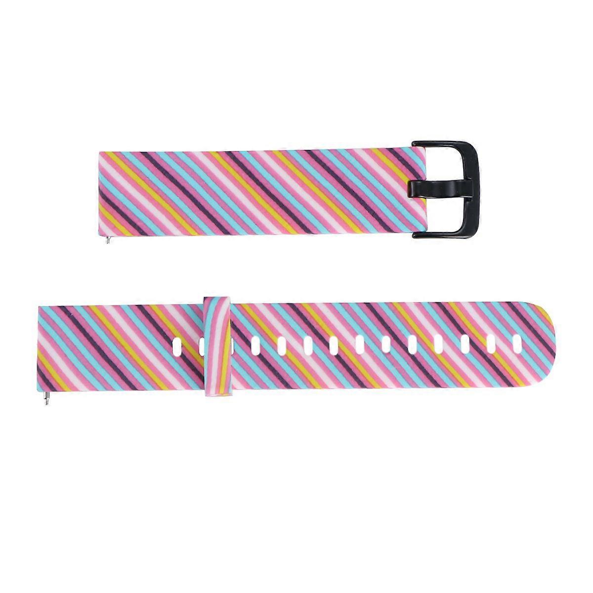 Youth Version Watchband Silicone Wristband Multi-pattern Watch Strap Compatible for Watch Color Stripe Style