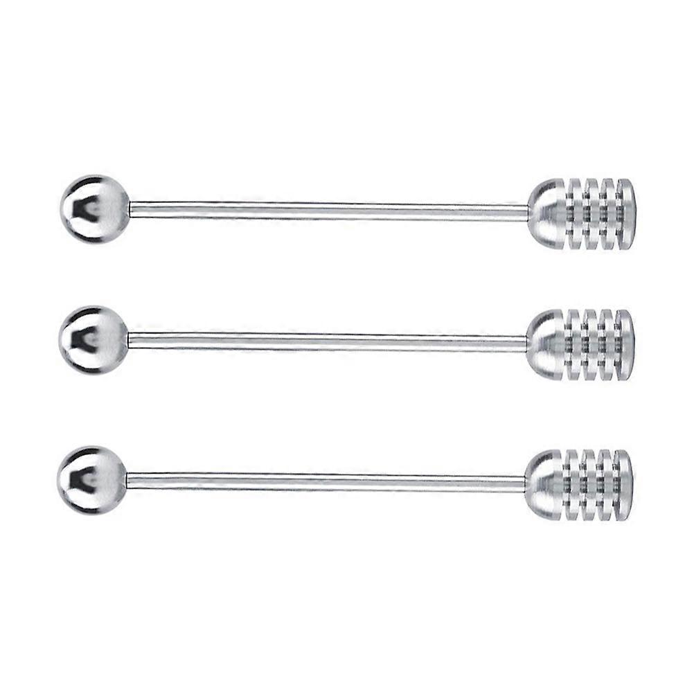 Multi Functional Honey Stirrer Stainless Steel Dippers Straight Handle Round Bead Kitchen Use Baking 3Pack