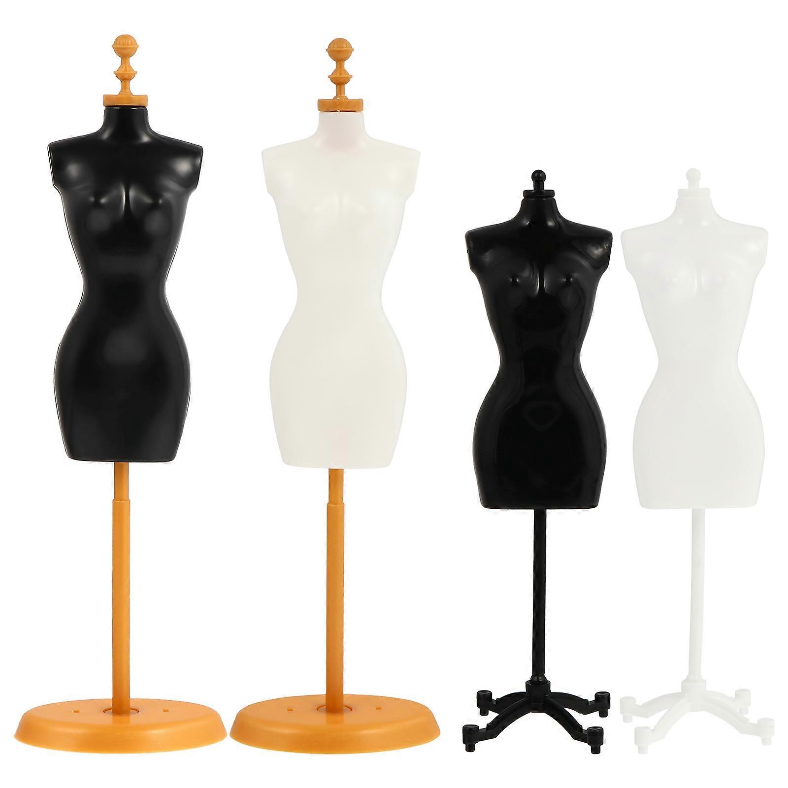 Mixed Style 4 Pack Mini Doll Mannequin Stands for Clothing Display, DIY Dressmaking & Accessory Showcase Racks – Great for Craft & Display Use