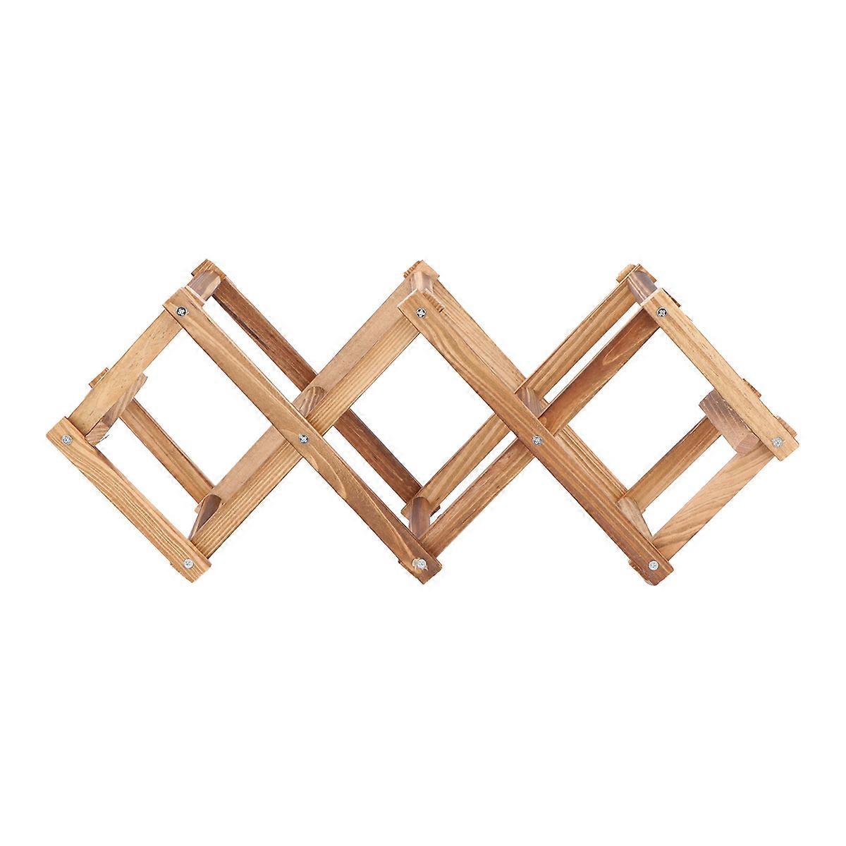 Foldable Wine Display Rack, Space Saving Storage Shelf for Kitchen or Bar, Carbonized Brown Finish, Holds Multiple Bottles