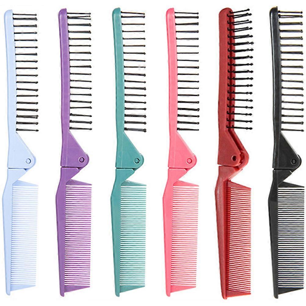 Compact Design Folding Comb Removing Knots For Outdoor Camping Assorted Color 6Pcs