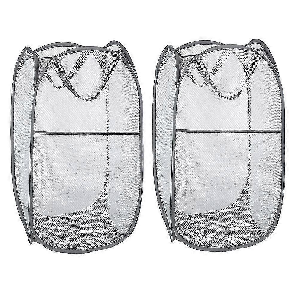 2 PCS Foldable Pop Up Mesh Laundry Baskets for Washing Edition 0619