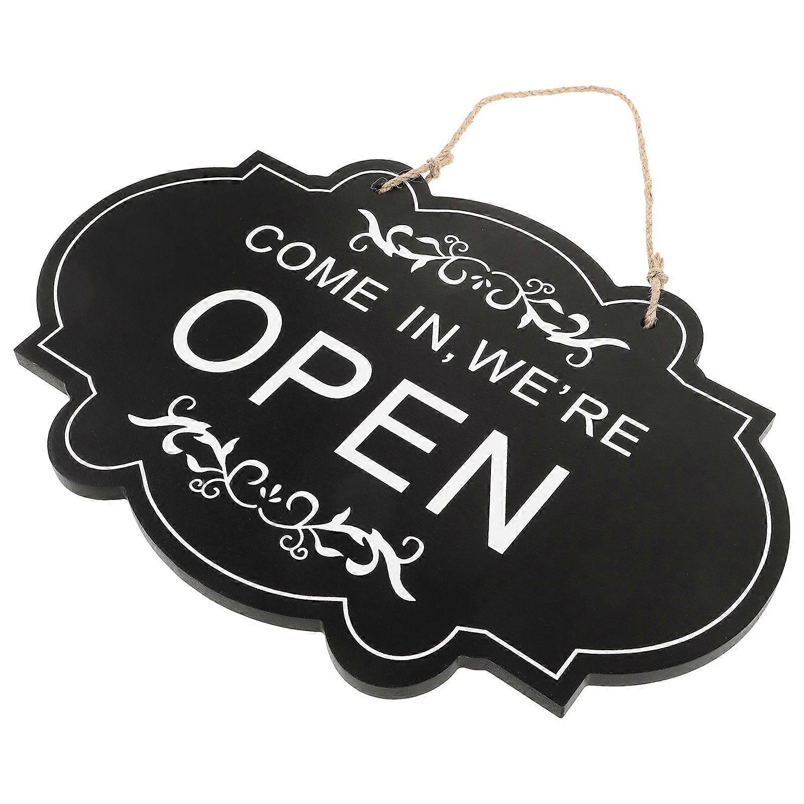 Open Closed Sign Decorative Door Pendant Indication For Storefronts Rectangular Black 29.80X19.20X1.80CM 1Pcs