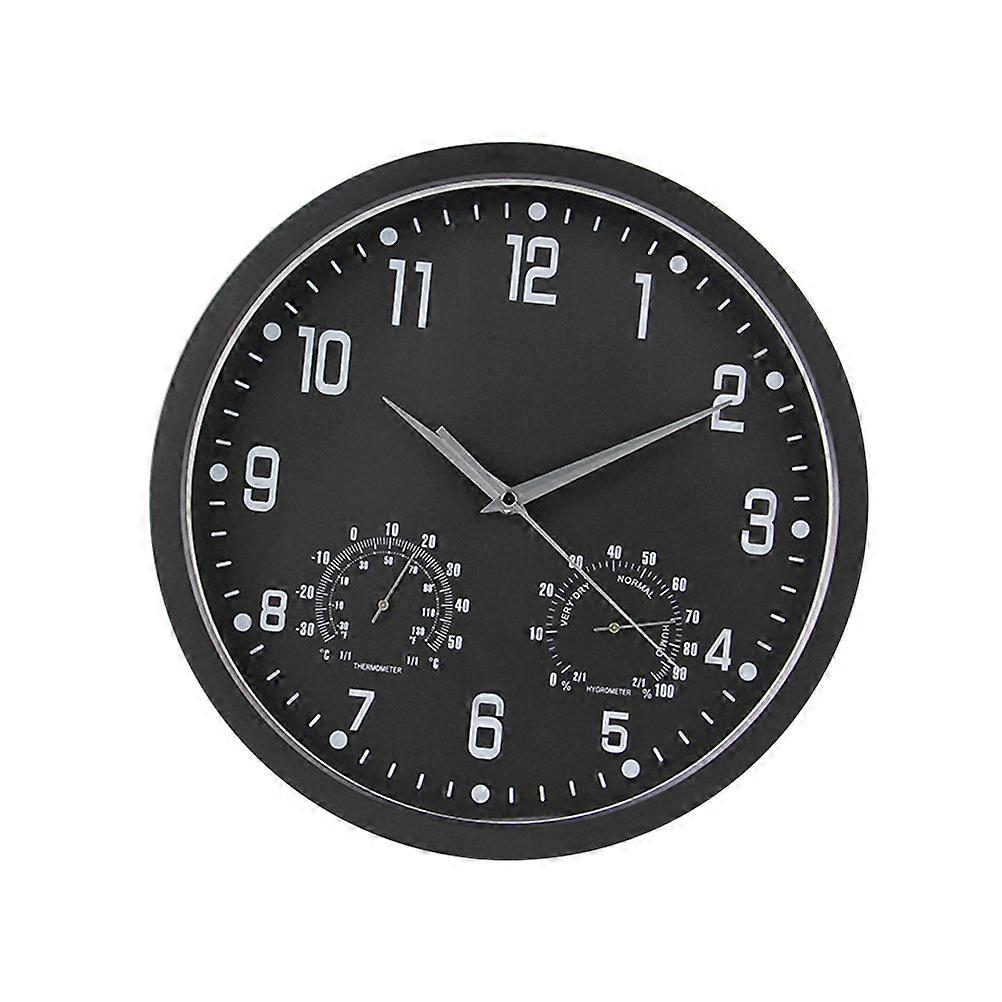 Large Clocks For Living Room Simple Fashion Round Quartz Clock With Temperature and Humidity Meter 1Set