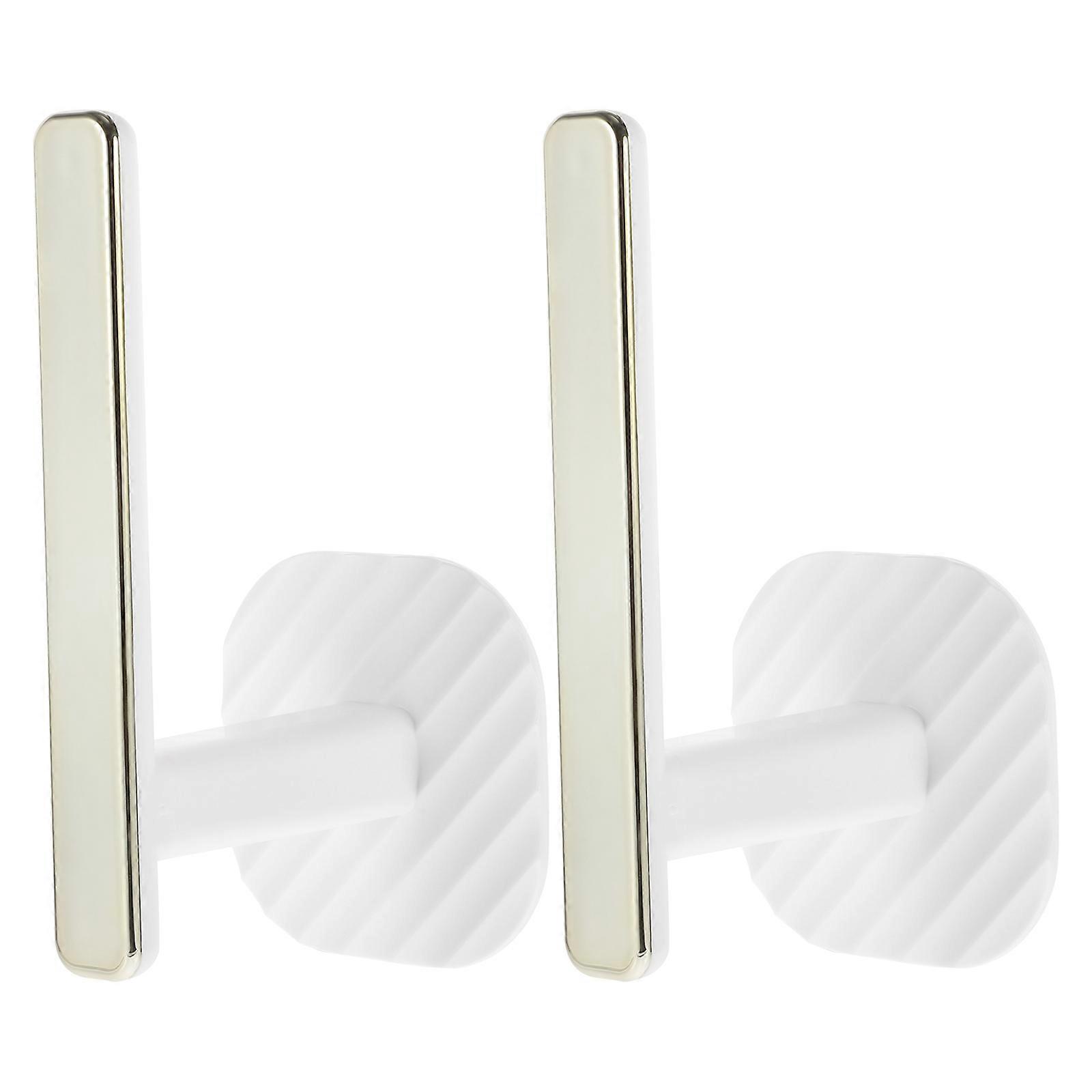 Self Adhesive Wall Hooks Strong Sticky Mount for Hanging Keys, Towels, Hats, Coats No Drilling, Space Saving Bathroom Storage 2pcs, White