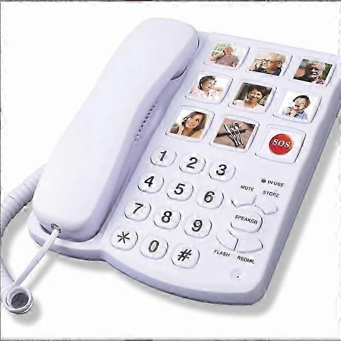 Big Button Corded Phone For Elderly Seniors, Large Button Landline Phone For Old People With Replaceable Picture Memory Key, Amp