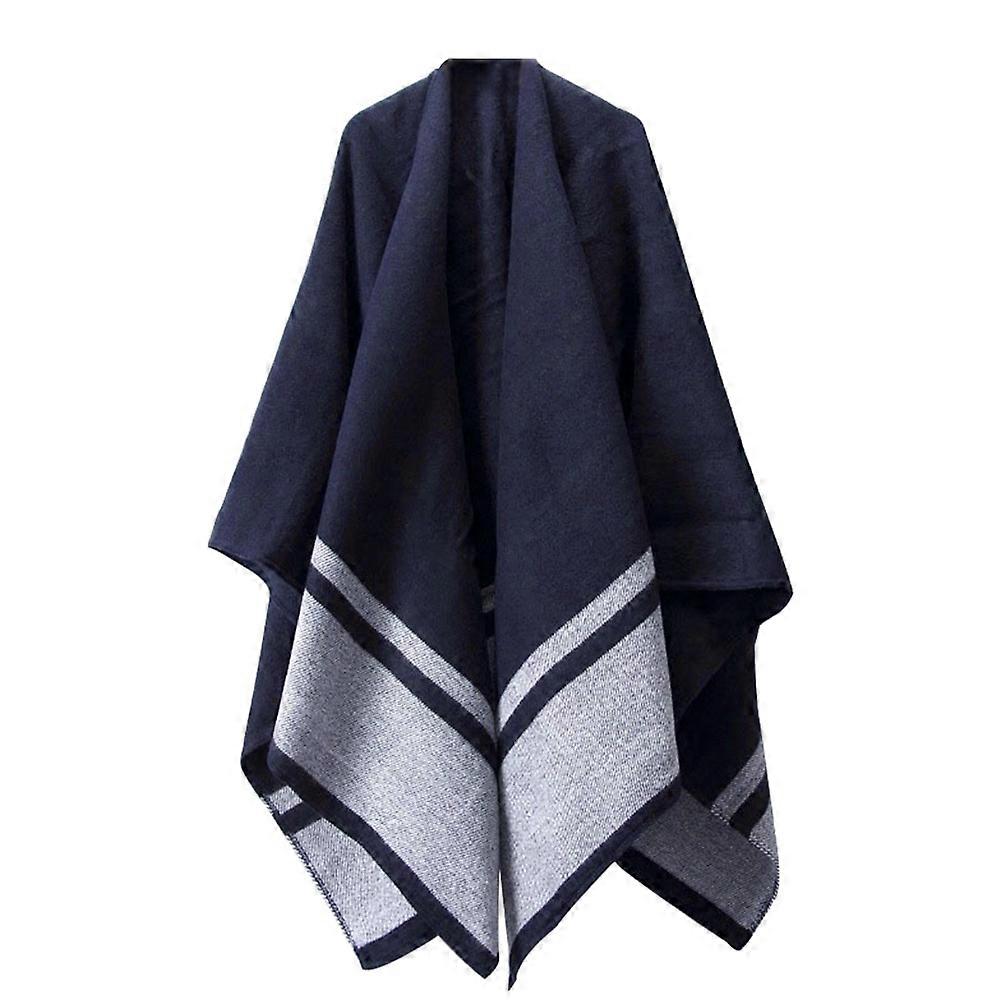 Here's a refined and engaging product description for your **Stylish Double Sided Gray Blue Stripe Poncho Shawl**:
### π **Elegant Double Sided
