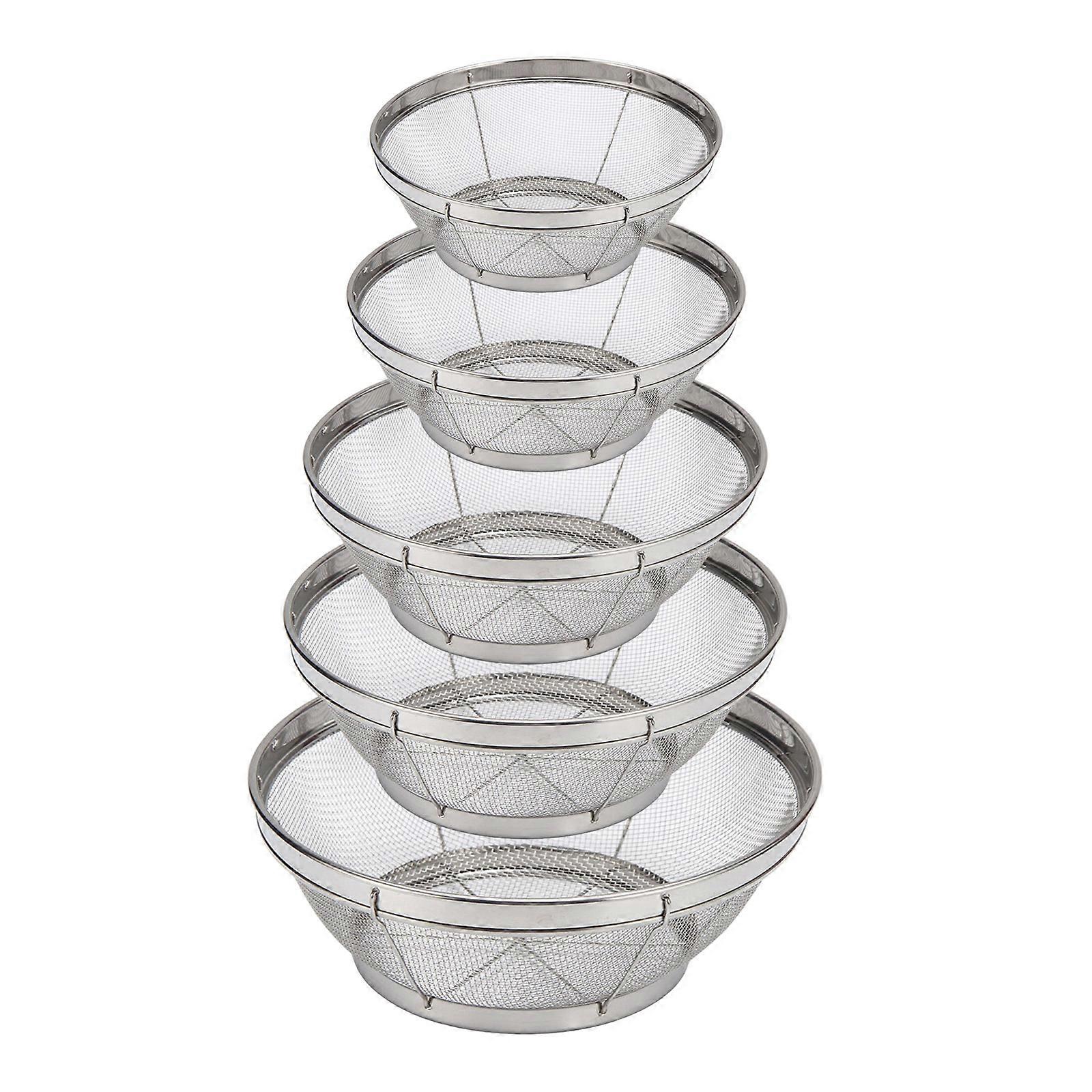 Stainless Steel Fine Mesh Colander For Efficient Draining Sifting Rice Space Saving Kitchen Strainer Net Basket Multicolor