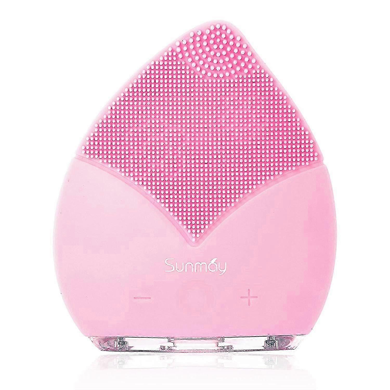 Face Cleansing Brush and Massager with Memory Function Timer Extra Soft Silicone (Light Pink)