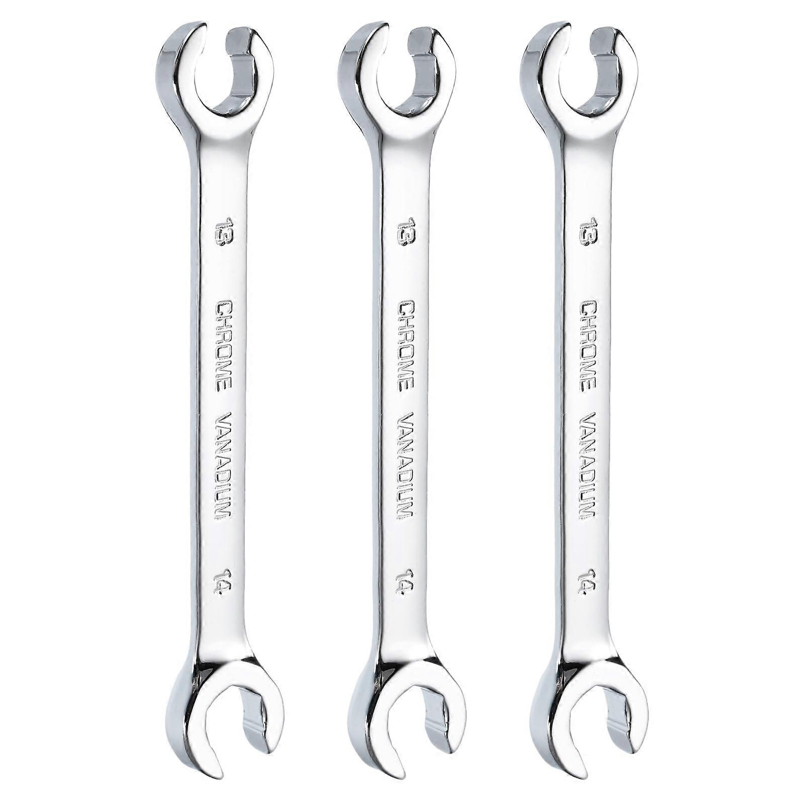 Metric Wrench 13mm x 14mm Set, Chrome-Plated CR-V Steel, Polished Finish, For DIY Home Auto Repair, 3-Piece