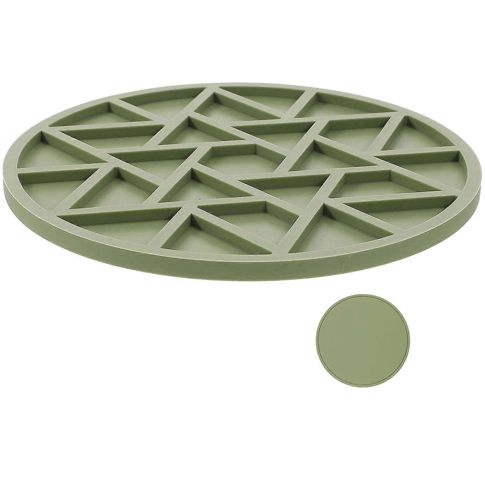 Protective Silicone Bottle Mat Cup Coaster For Tableware Green 16X0.4Cm Heat-Resistant 1Pack
