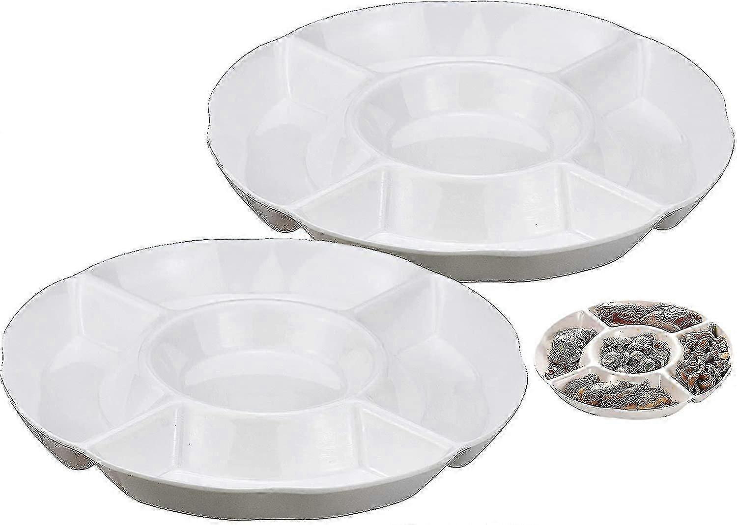 Elegant 2-Pc Round Divided Snack Serving Plates