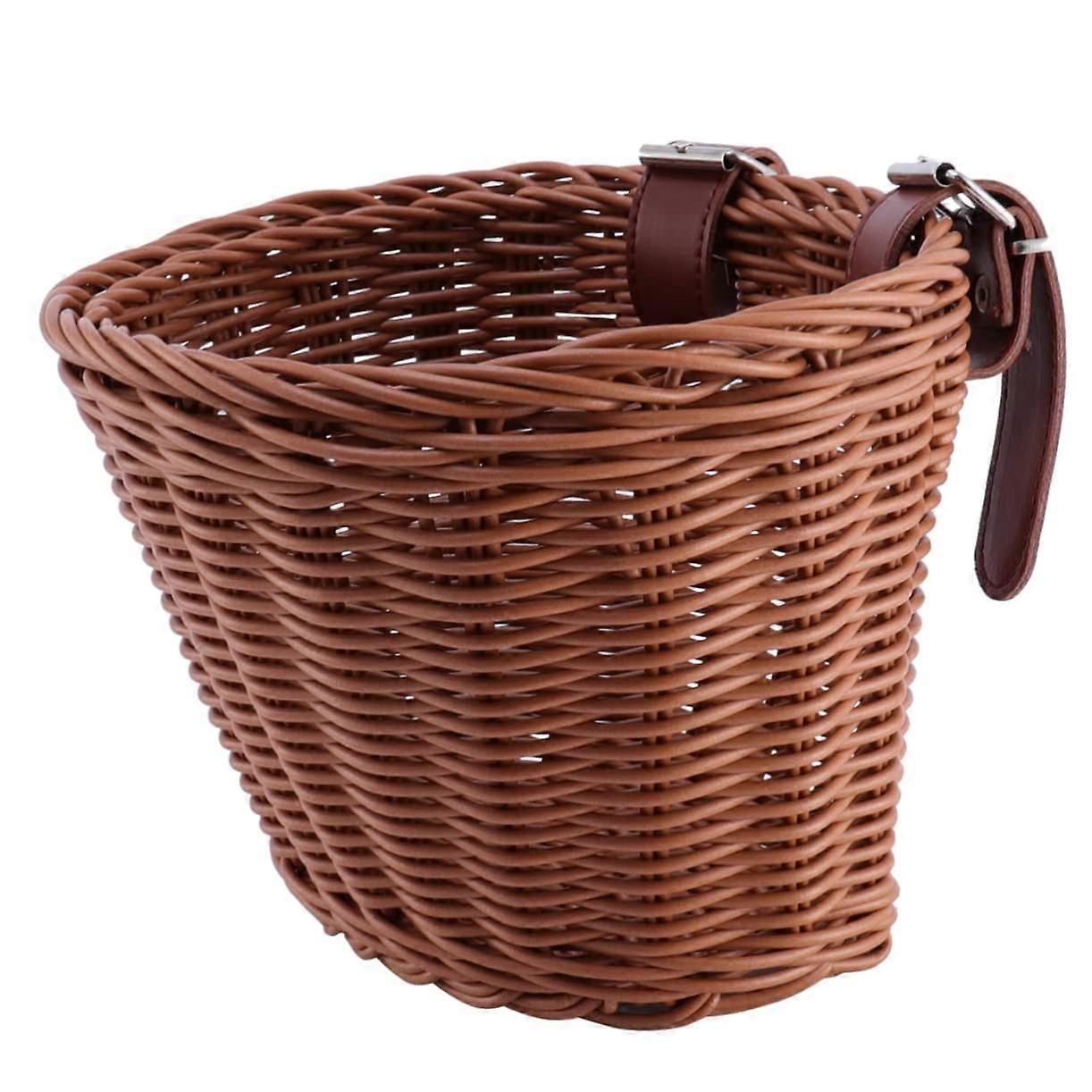 Car Basket Storage Basket for Toddler Bicycle, Removable Woven PE Imitation Rattan, Wicker Design, Compatible with Most Bikes