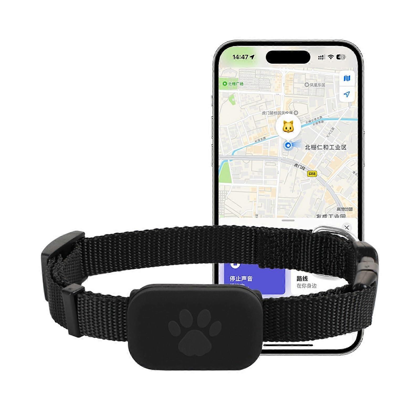 Compact GPS Tag for Dogs and Cats - Pet Collar Tracker, Instant Location Updates, Rainproof, Long Battery Life, Subscription Free, Black