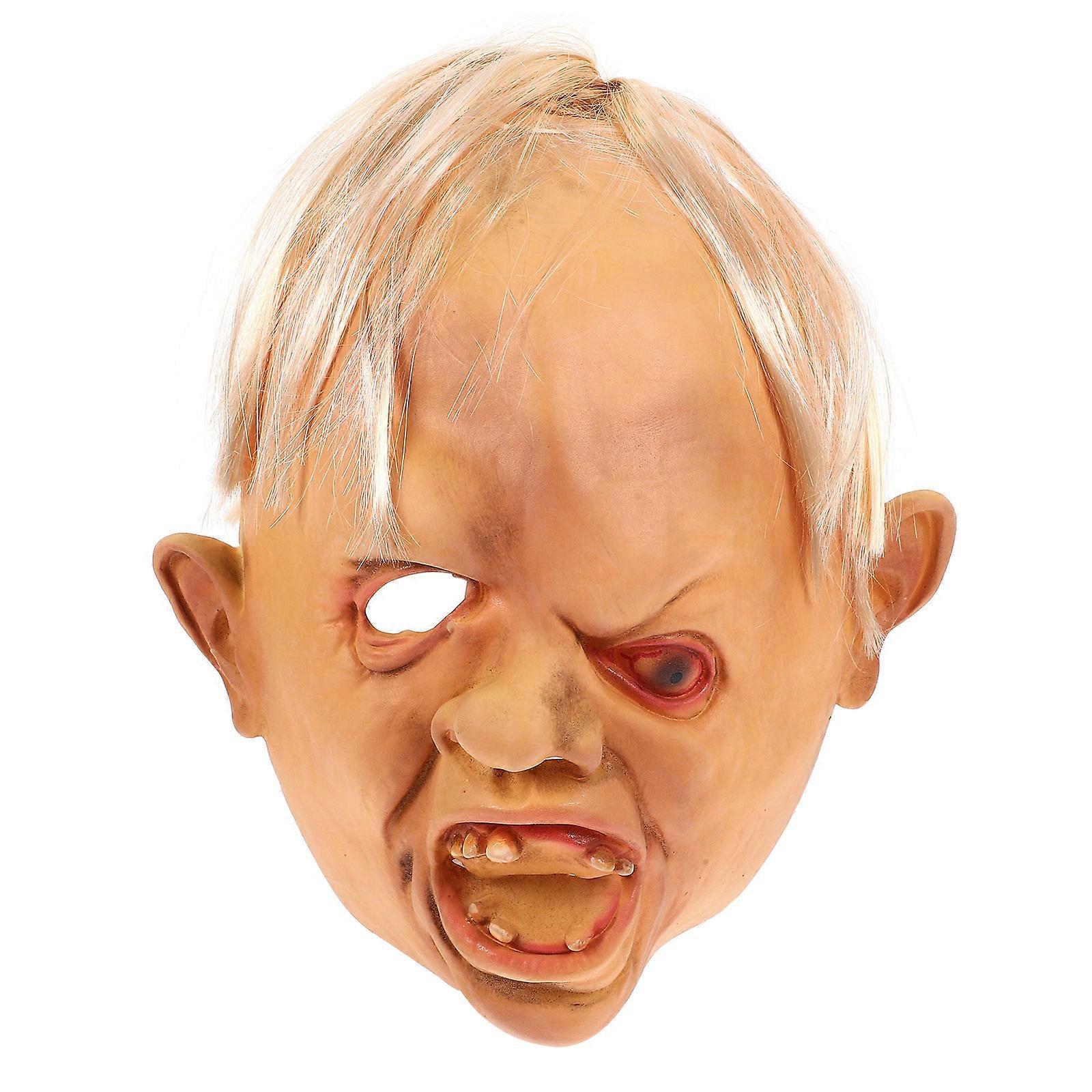 Scary Head Prop Latex Halloween Costume Oblique Eye Man Shape Cosplay Accessories 1Pack