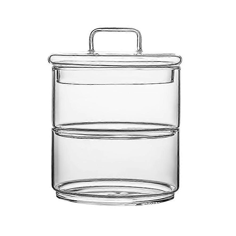 Fruit Storage Containers with Lids Double Layer Glass Bowls Transparent for Parties 2Pcs