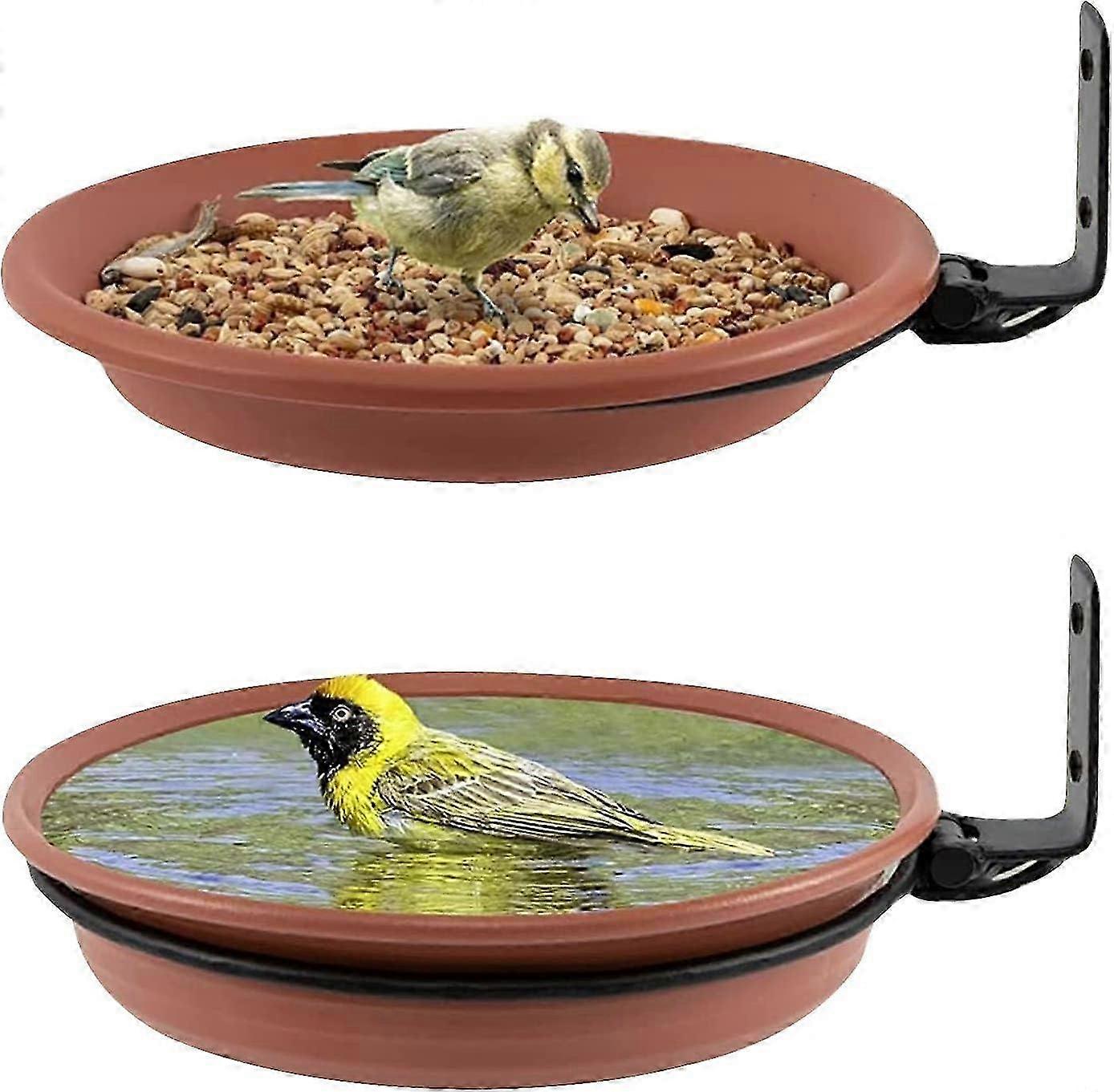 2er-Pack wandmontiertes hängendes Vogelfutterhäuschen, Vogelbadeschüssel und Vogelfutterhäuschen zum Anlocken von Wildvögeln Gard
