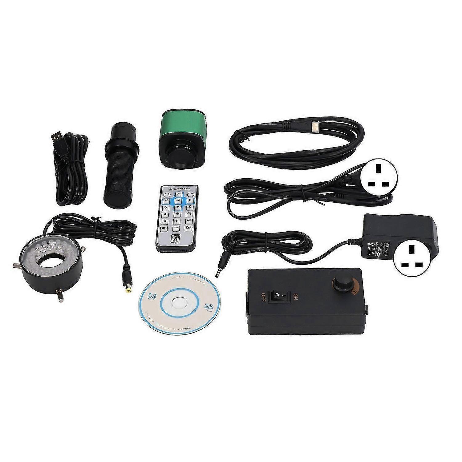 Industrial Microscope Kit with Ring Light 150X Lens Magnifier Inspection Camera 100240V Plug