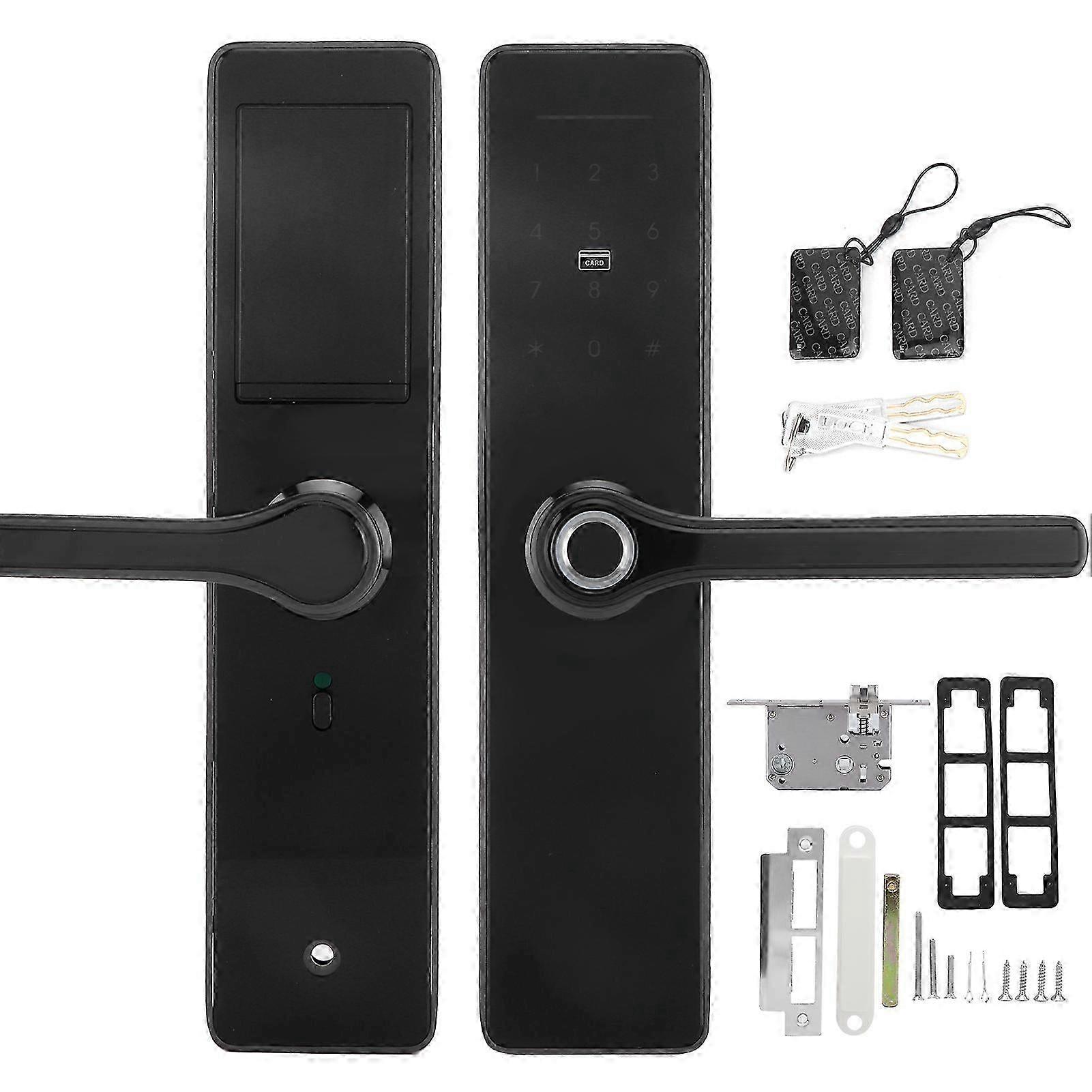 Smart Door Lever Lock Fingerprint Password Ic Card Wifi App Remote Control With Mechanical Key For Tuya