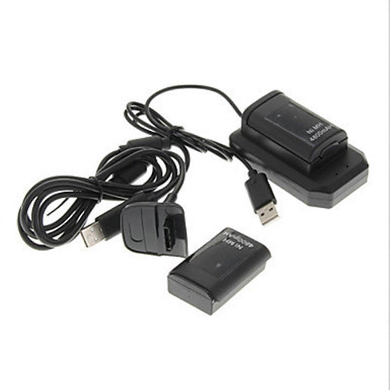 Double Rechargeable Battery + Usb Charger Cable Pack For Xbox 360 Wireless Controller