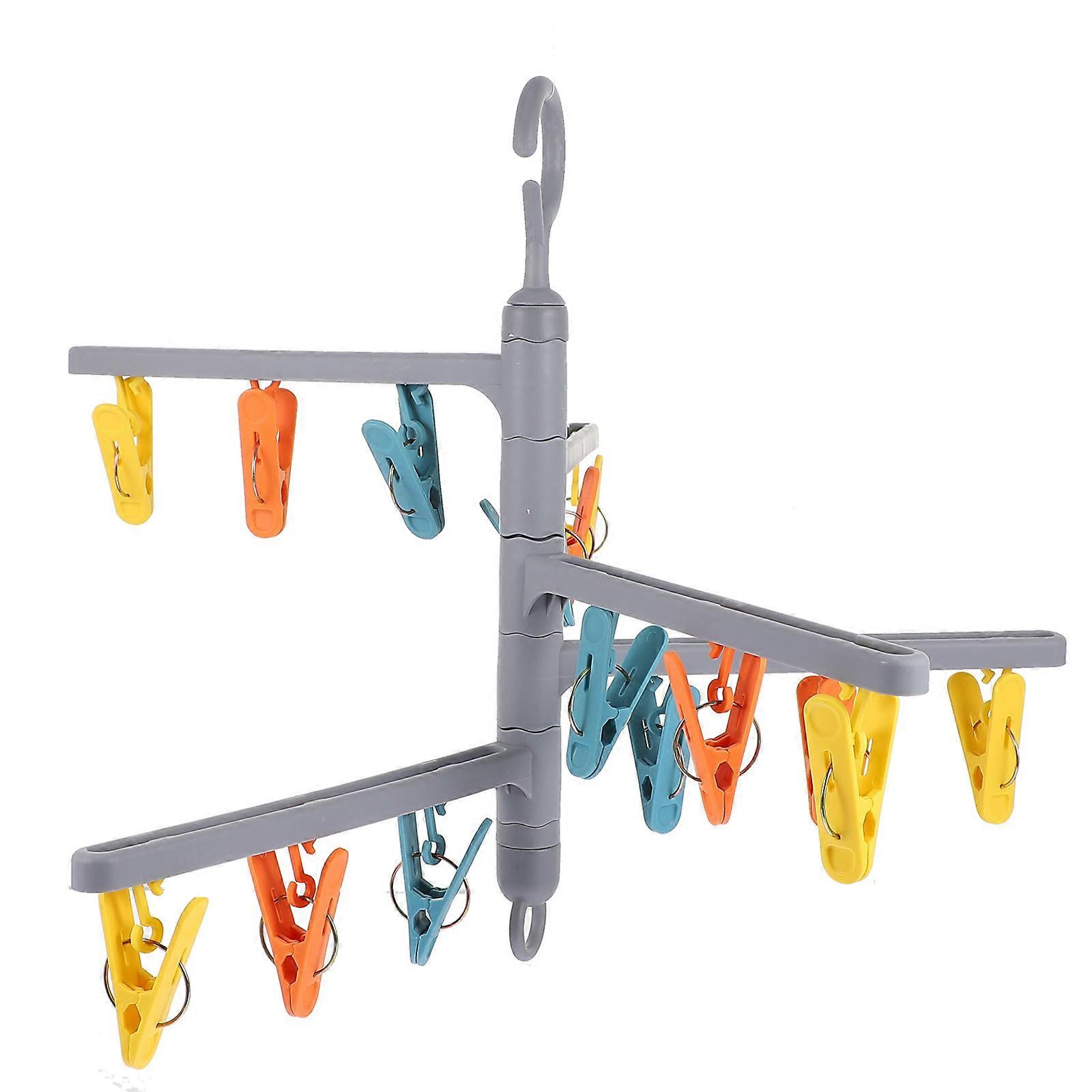 1Pc Practical Rotatable PP Rack for Household Clothes Rack with Windproof Clip