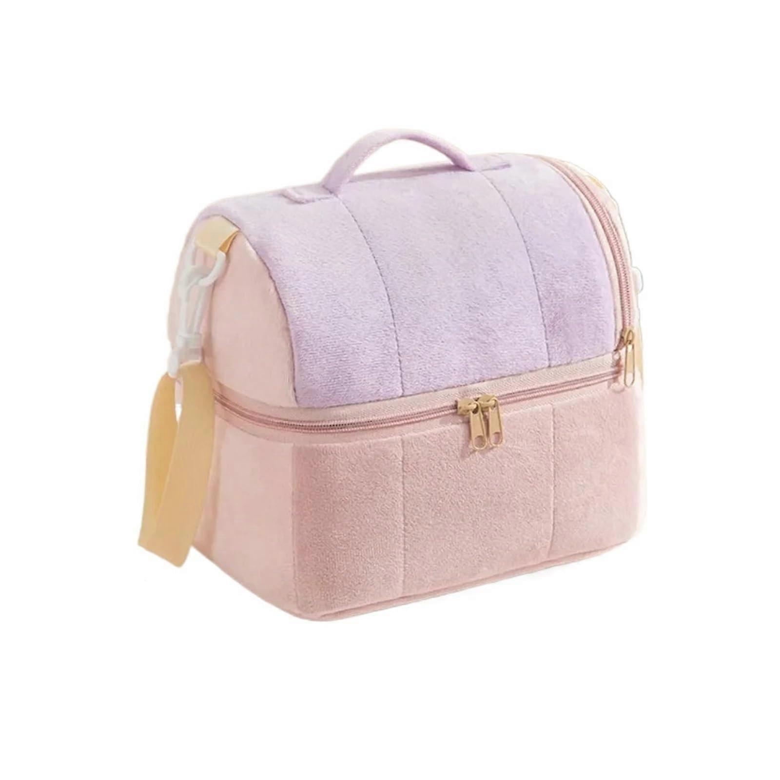 Oneshoulder Bento Lunch Box Toast Bag, Portable Insulation, Thickening, Double Layer, Large Capacity, Picnic Bag Purple