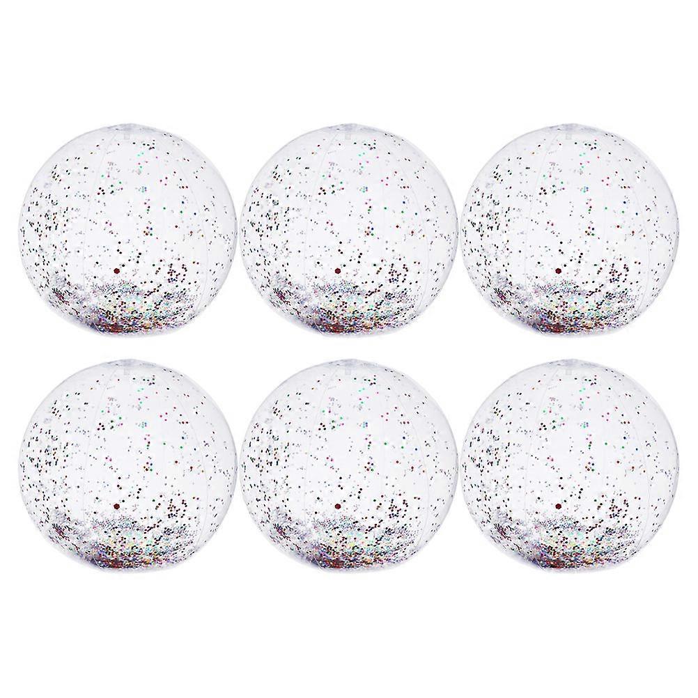 Grey Inflatable Toy Ball for Kids Playing with Sequin Design 6 Pieces Parent Child Fun