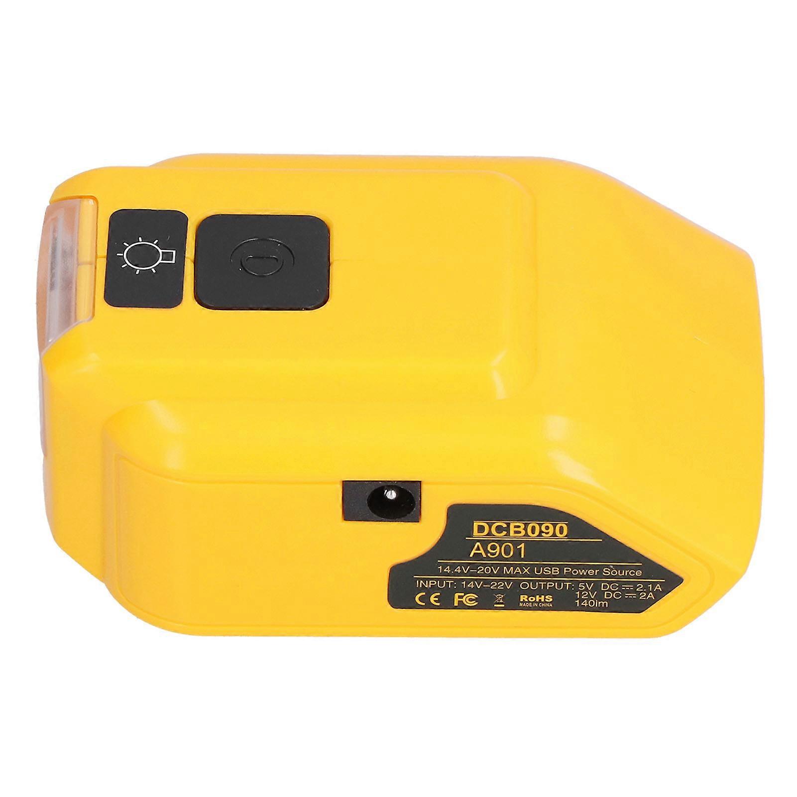 Battery Charger Adapter Converter LED Work Light for 14V‑22V USB Charging DC12V Output DCB090With 12VDC Hole