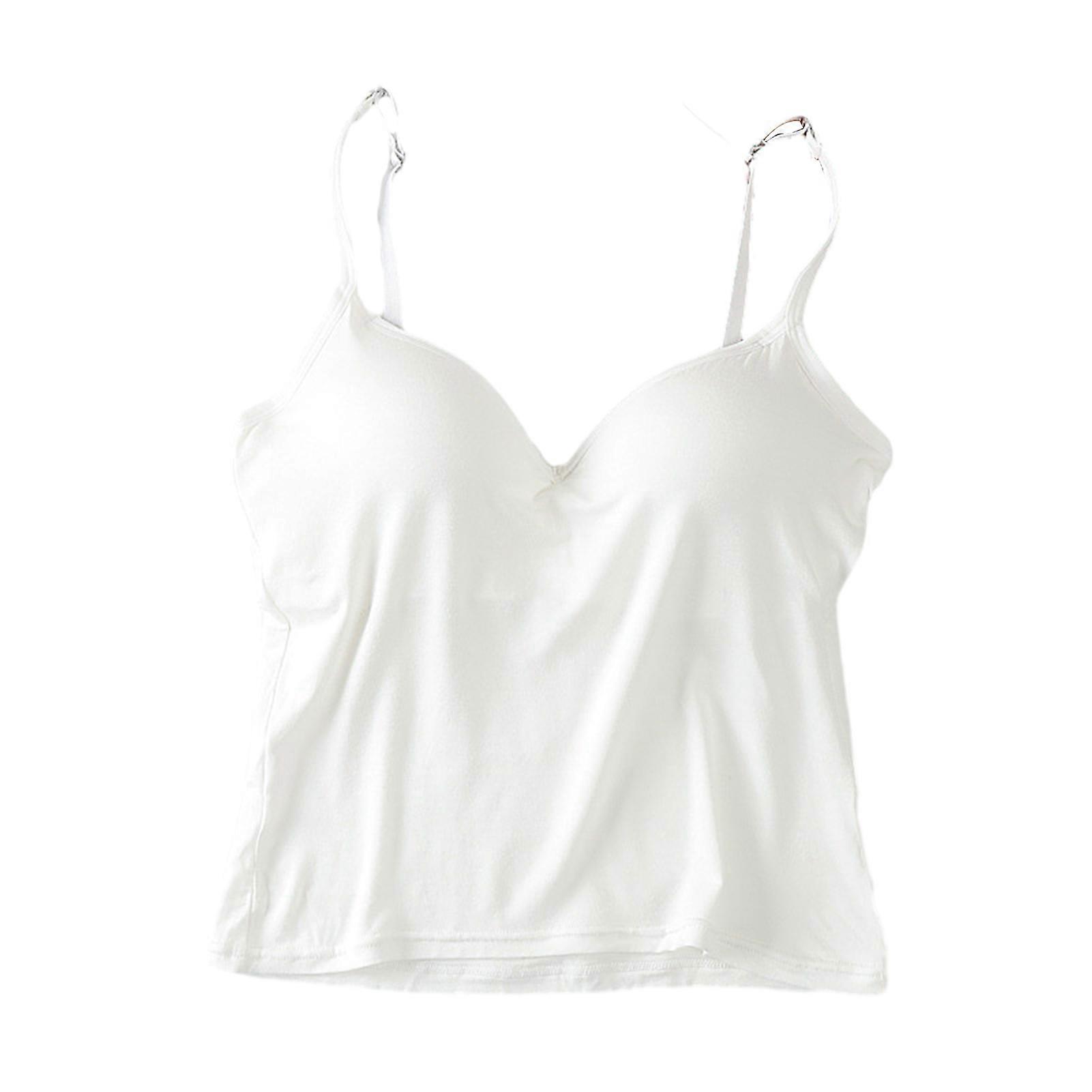 Camisole with Built in Padded Bra Fashion Pure-Color Casual Vest for Casual