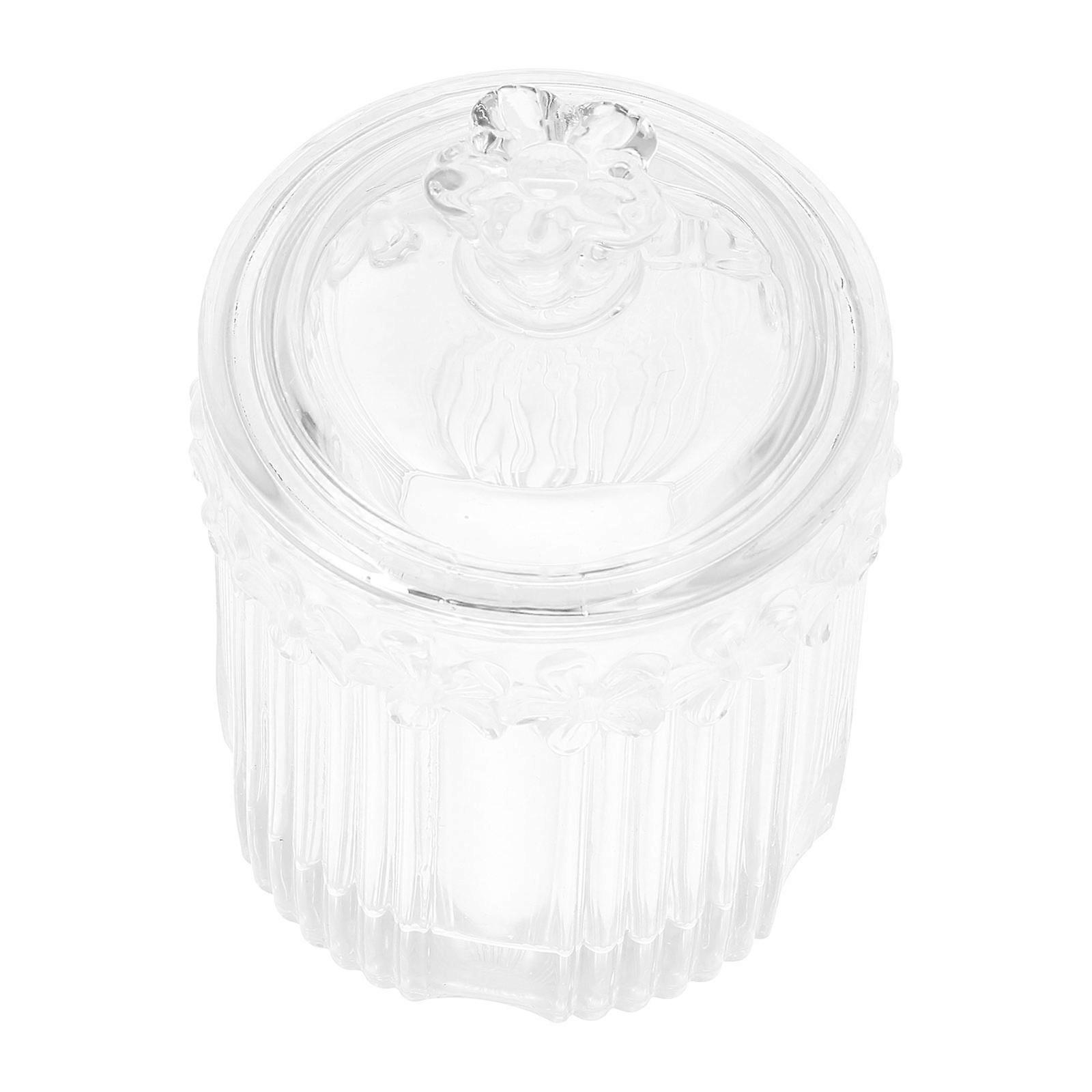Vintage Cotton Swab Jar Multi-Function Bottle Holder Transparent Moisture-Proof Ornament 12.10x8.50x8.50cm For Women 1Pack