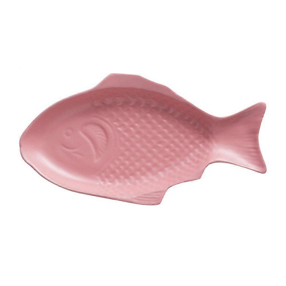Pink Ceramic Fish Shaped Dish Creative Plate for Storage Perfect for Home Dinner Parties 11 inch
